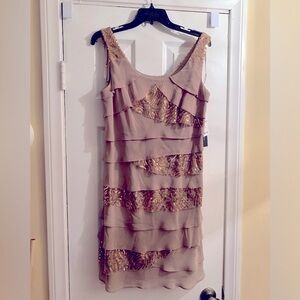 SL Fashions Sequin and Chiffon Tank Tiered Dress